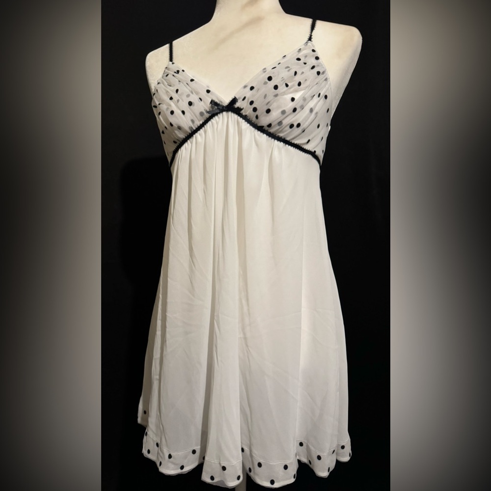 Vintage Oscar De la Renta polka dot chiffon chemise fits S-L
